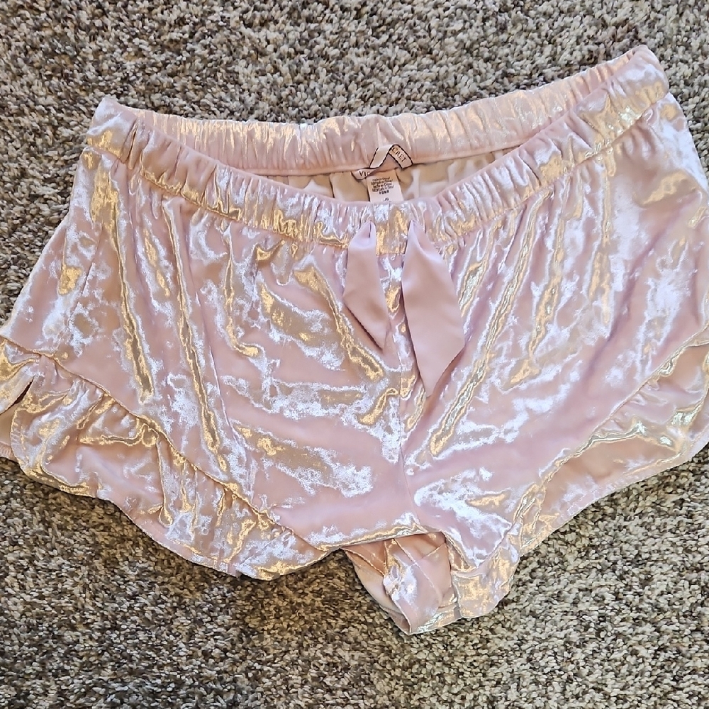 Women's Victoria Secret Velvet Sleep Shorts - Light Pink- Size Large